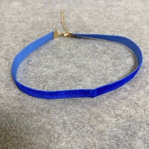 Choker Necklace Women OS Blue Velvet Gold Tone 90s Retro Grunge Y2K Rave New